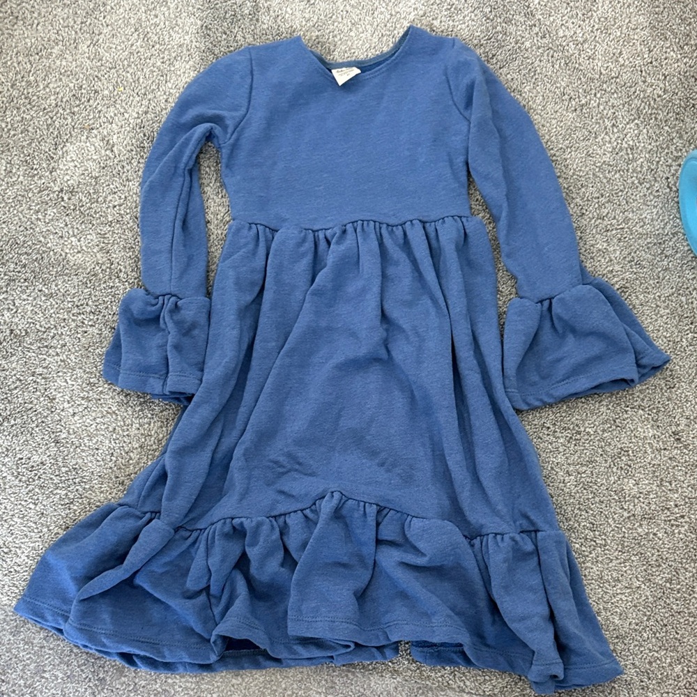 Elegant Blue Kids Dress with Ruffled Sleeves